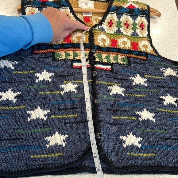 1998 Susan Bristol Vintage 90s Hand Embroidered Western Knit Sweater Vest Medium - Picture 6 of 9